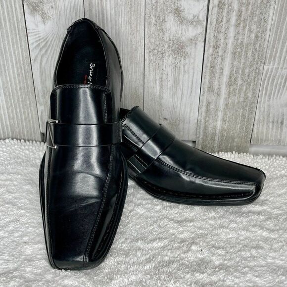 Bruno Marc Giorgio-3 Black Buckle Strap Dress Loafers Size 9.5 - Picture 1 of 11